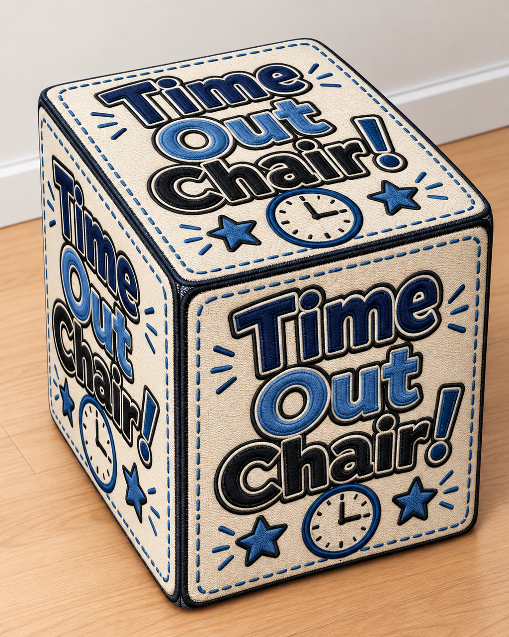 Time Out Chair square printed ottoman handcrafted by Poppin Grafix