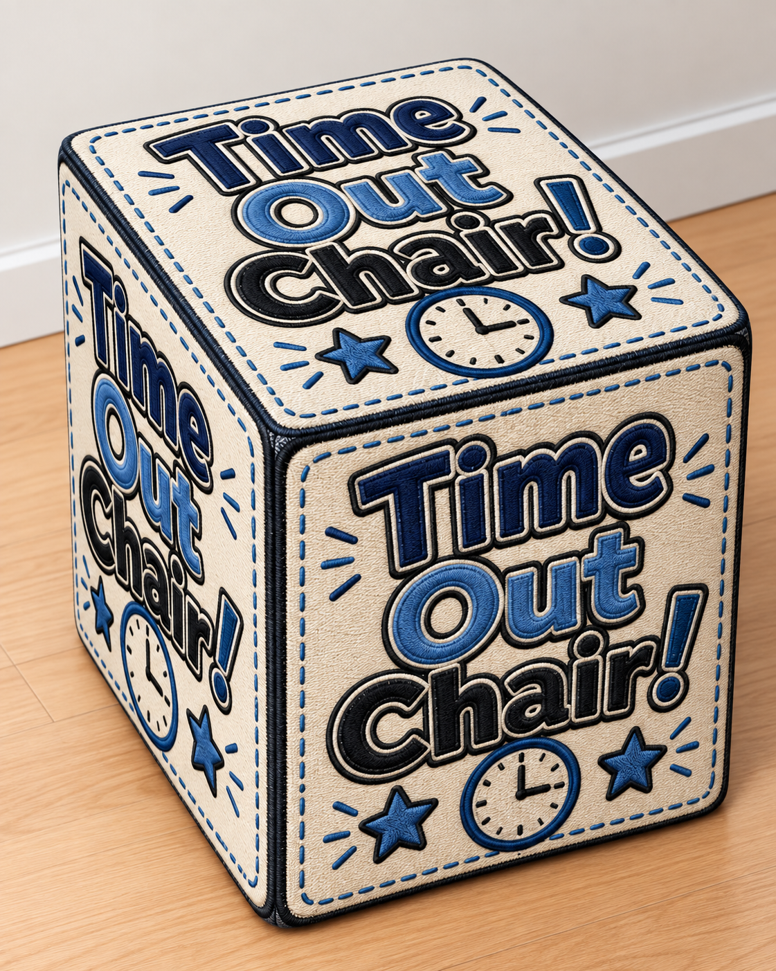Time Out Chair square printed ottoman handcrafted by Poppin Grafix