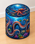 Underwater Octopus round printed ottoman handcrafted by Poppin Grafix