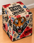 Tiger square printed ottoman handcrafted by Poppin Grafix