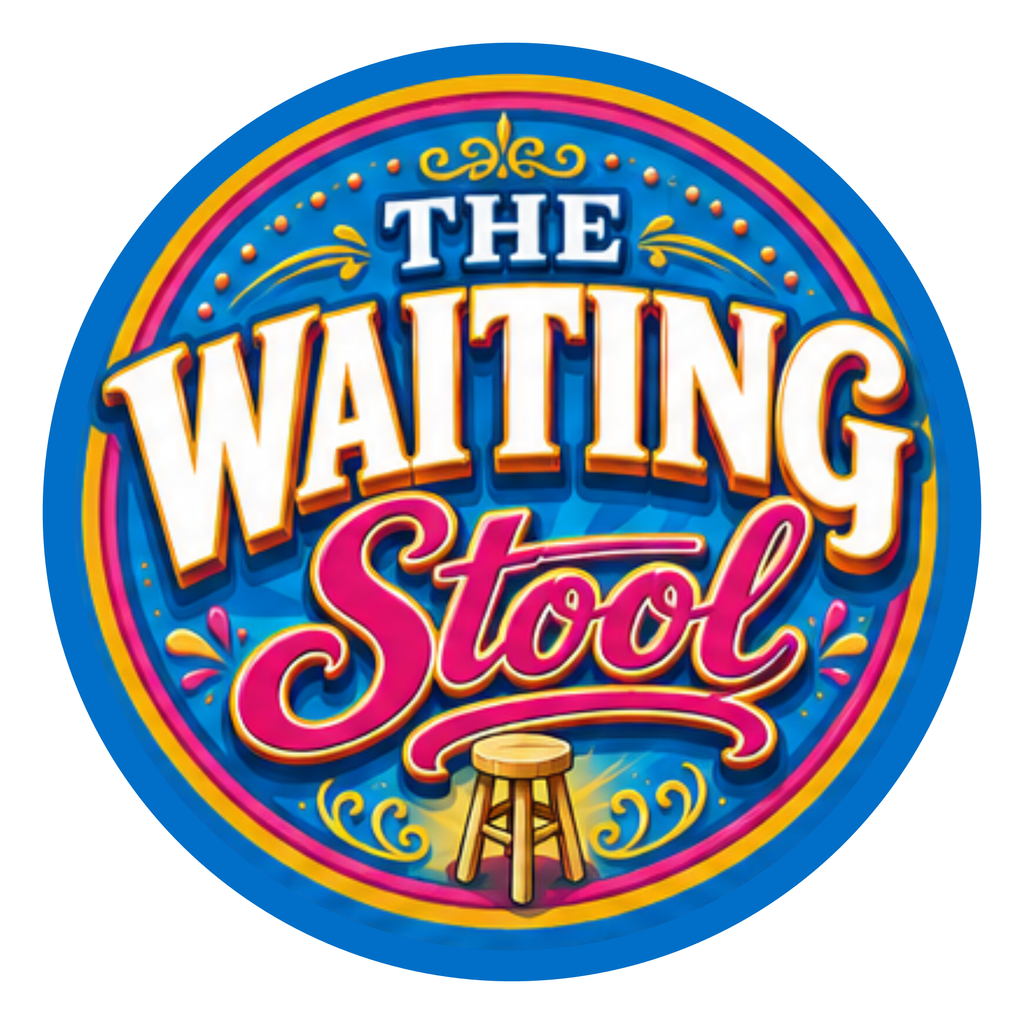 Waiting Stool round printed ottoman top artwork