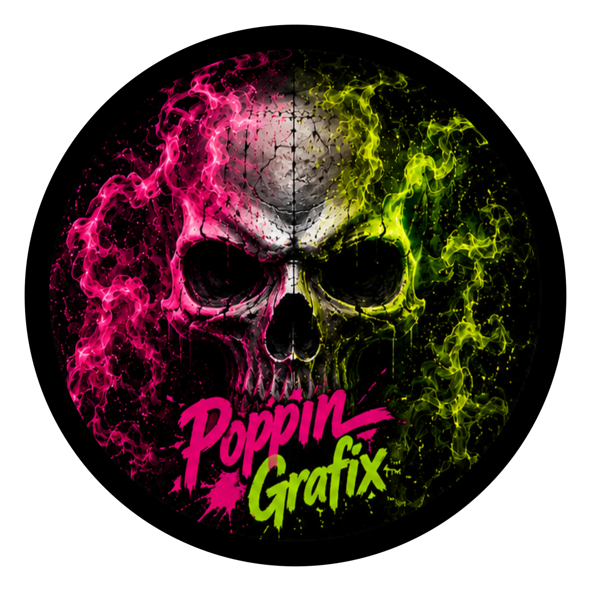 Nightskull round printed ottoman top artwork