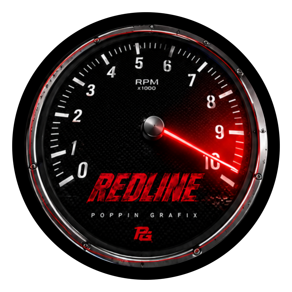 Redline round printed ottoman top artwork