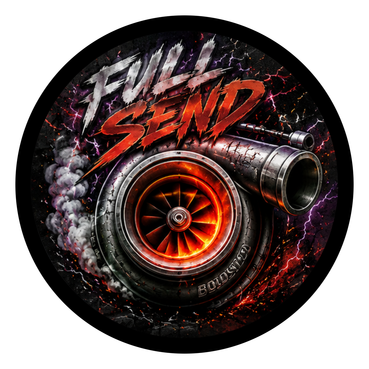Full Send round printed ottoman top artwork