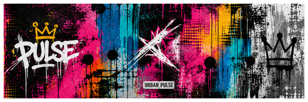 Urban Pulse square printed ottoman side artwork