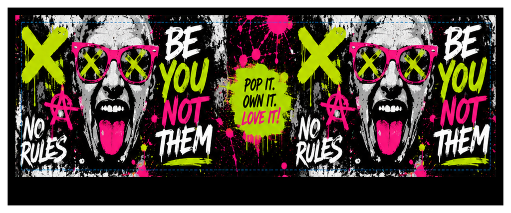 Dare to Be Different round printed ottoman side artwork
