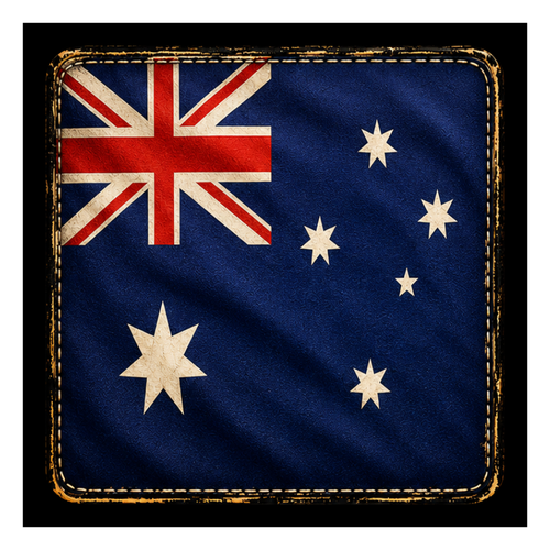 Aussie Vintage square printed ottoman top artwork