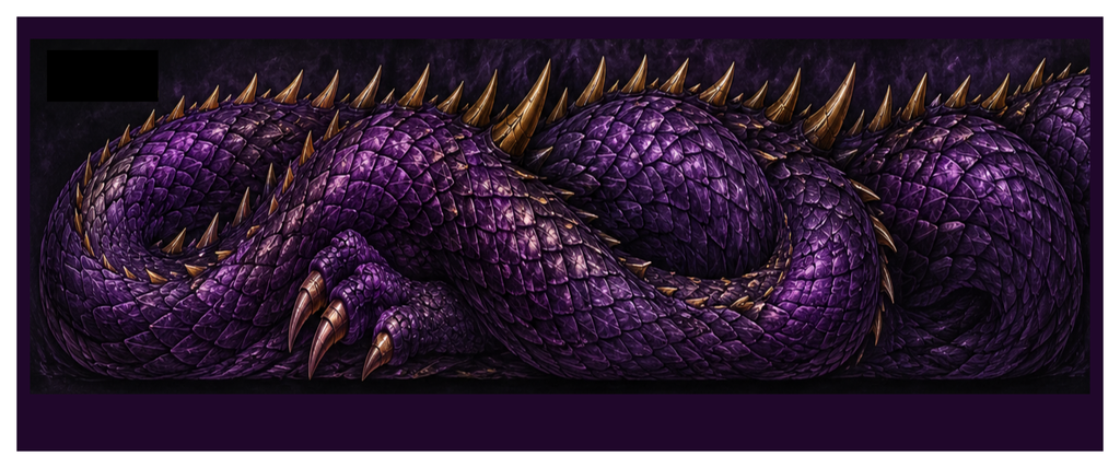 Purple Dragon round printed ottoman side artwork