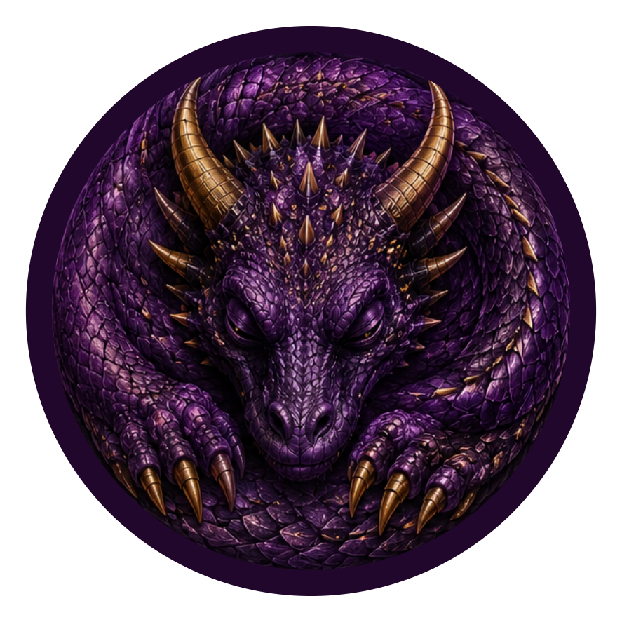 Purple Dragon round printed ottoman top artwork