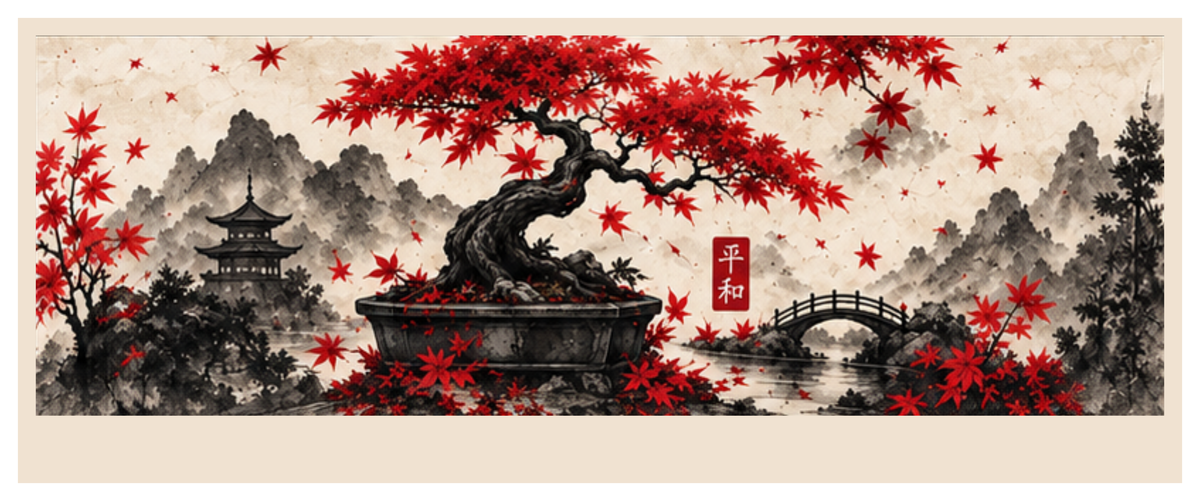 Zen Maple round printed ottoman side artwork