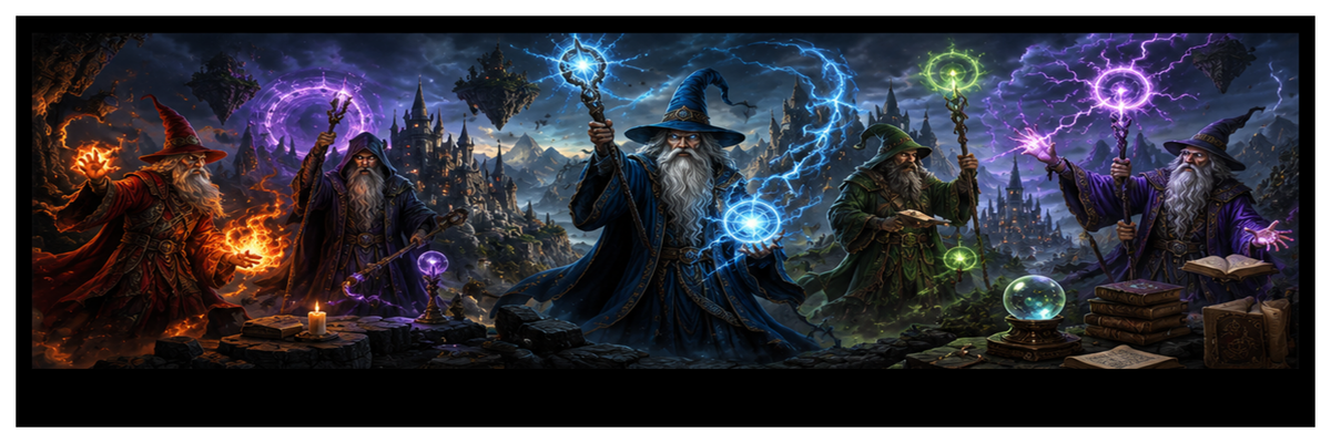 Wild Wizards square printed ottoman side artwork