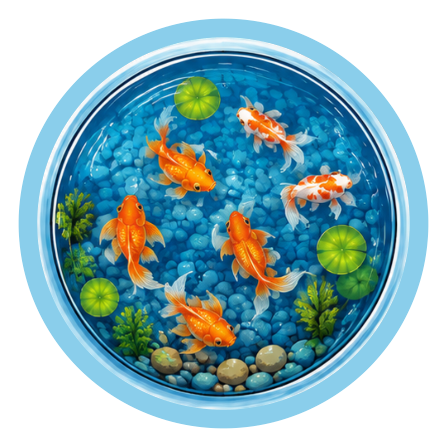 Fishbowl round printed ottoman top artwork