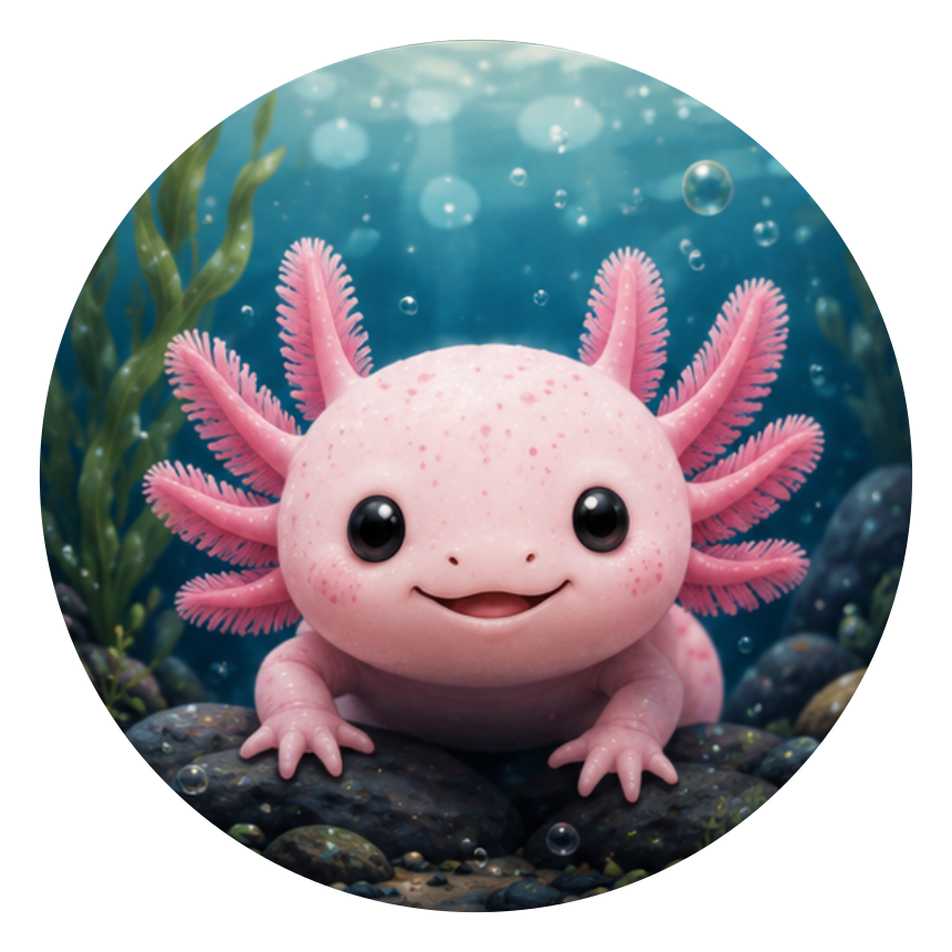 Axolotl round printed ottoman top artwork