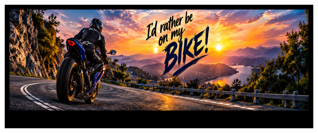 I’d Rather Be on My Bike round printed ottoman side artwork