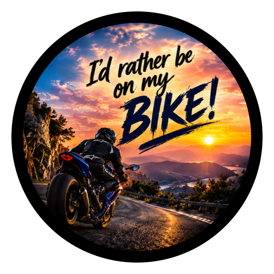 I’d Rather Be on My Bike round printed ottoman top artwork