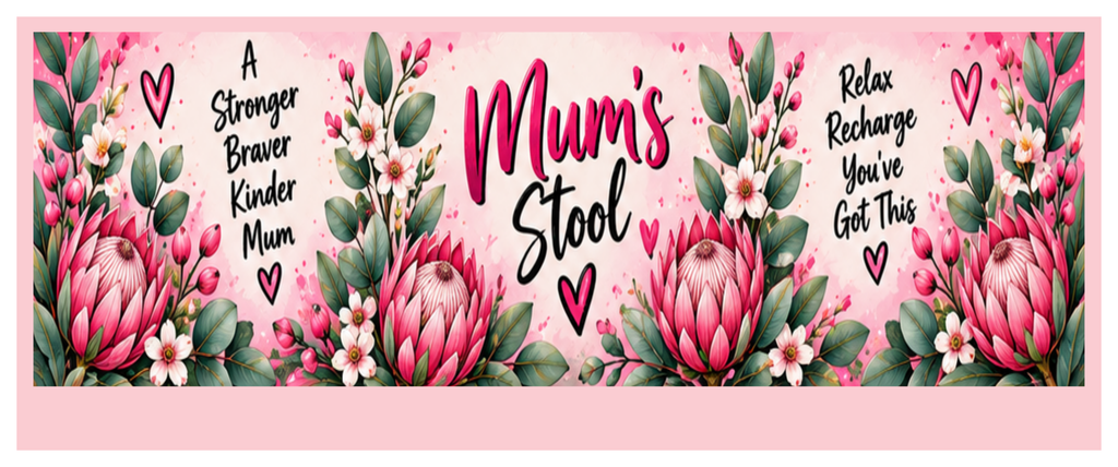 Side wrap artwork for the Mum’s Stool round printed ottoman featuring colourful decorative graphics