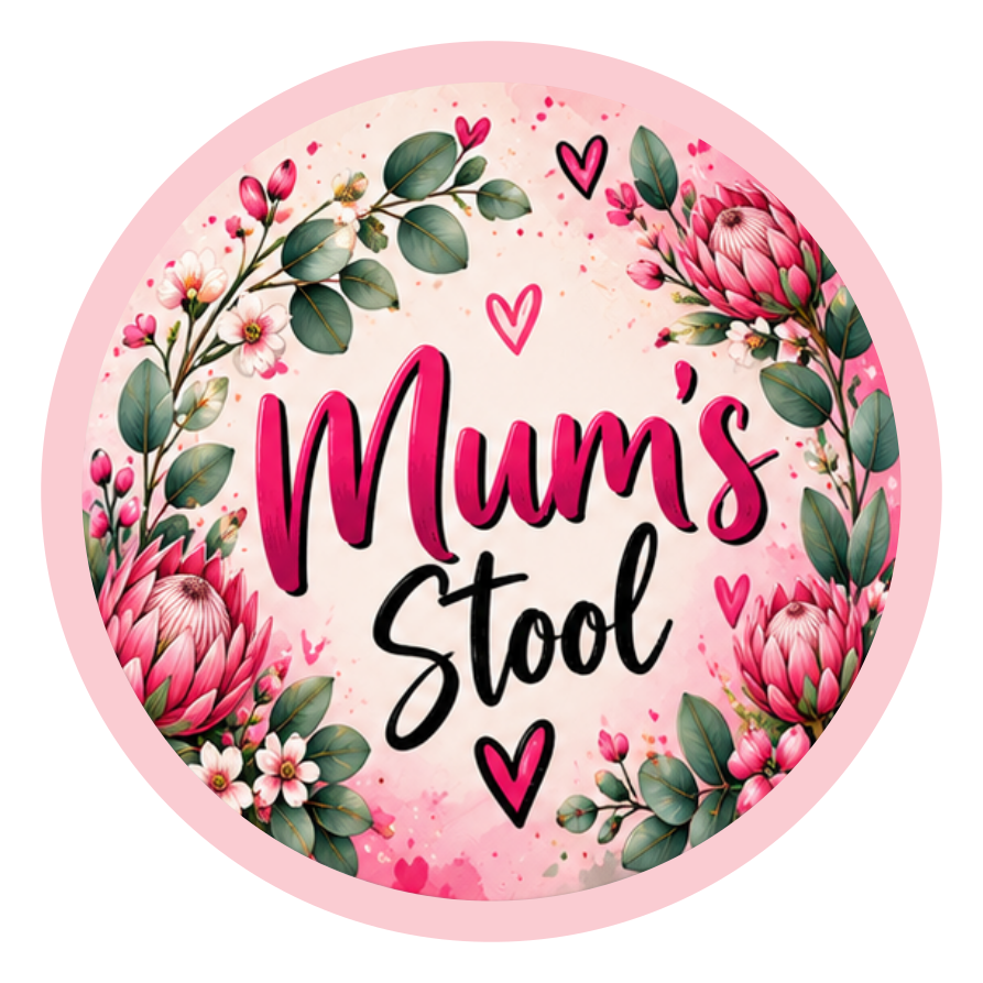 Top artwork for the Mum’s Stool round printed ottoman featuring a colourful Mum-themed design
